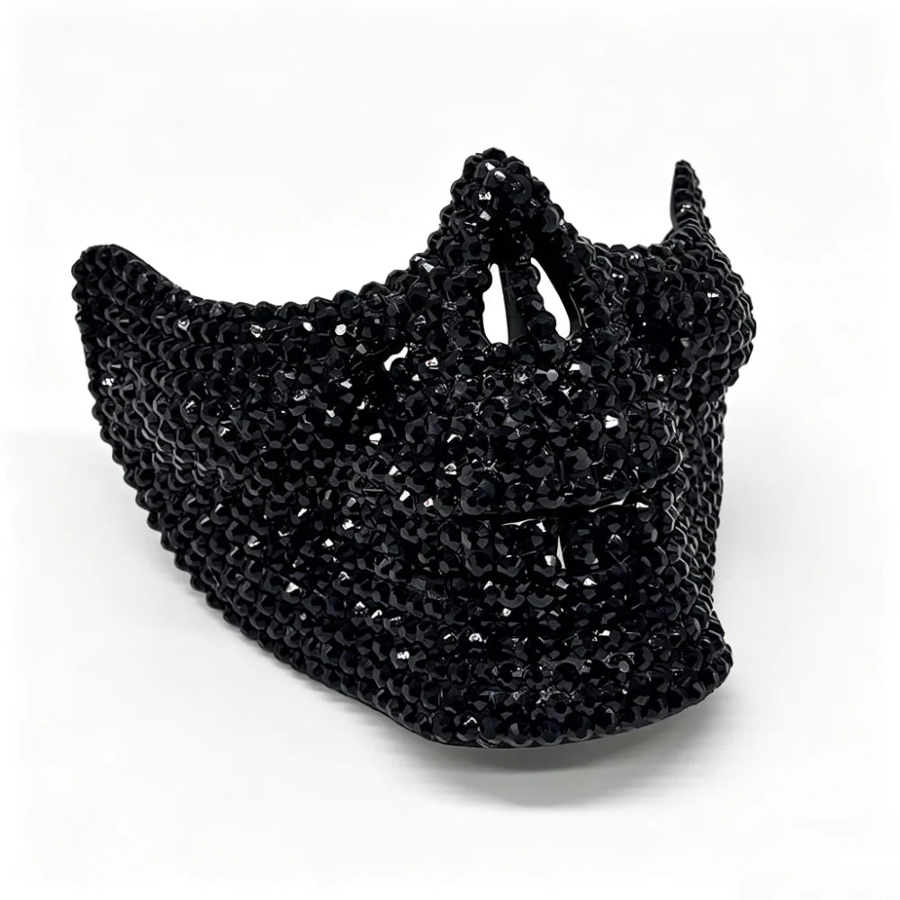 Rhinestone Skull Half-Face Costume Mask for Adults, Sparkling Gothic Punk Masquerade Accessory for Halloween, Cosplay and Themed Parties