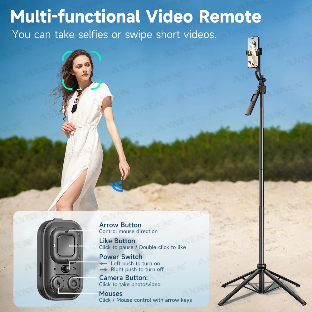 AI Face-Tracking Selfie Stick Tripod with Bluetooth Remote