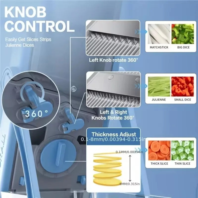 Adjustable Vegetable Slicer with Julienne and Dicing Modes