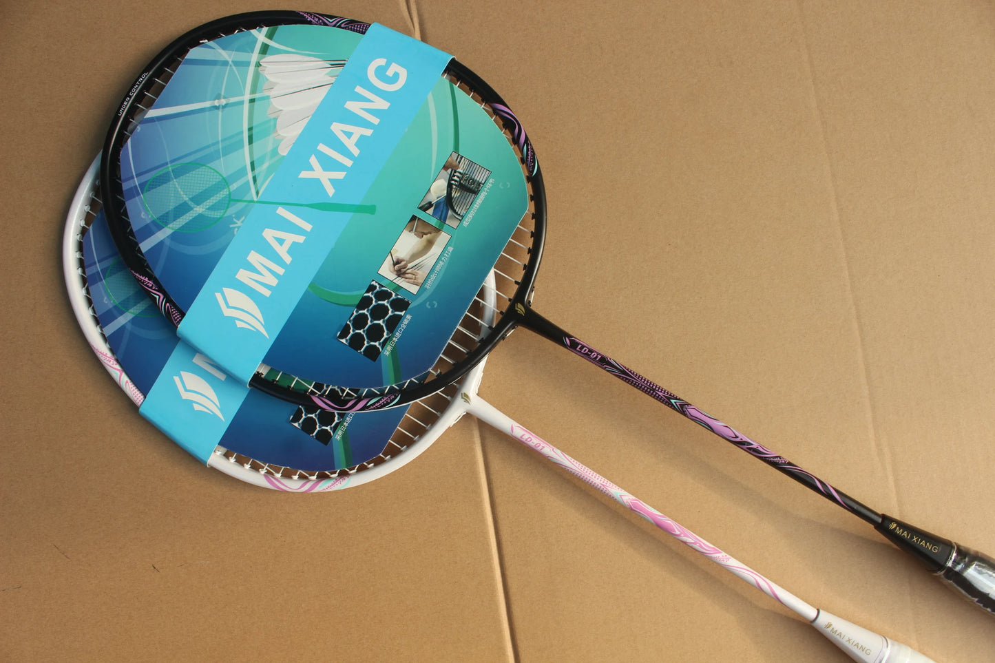 2PCS MAI XIANG Composite Carbon Badminton Rackets – Lightweight Racquets for Beginner & Training Use