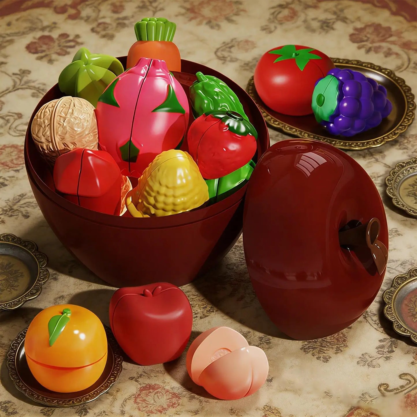 34-Piece Kids Kitchen Play Food Set – Cutting Fruits & Vegetables Toy, Educational Puzzle Playset for Boys & Girls, Gift Idea