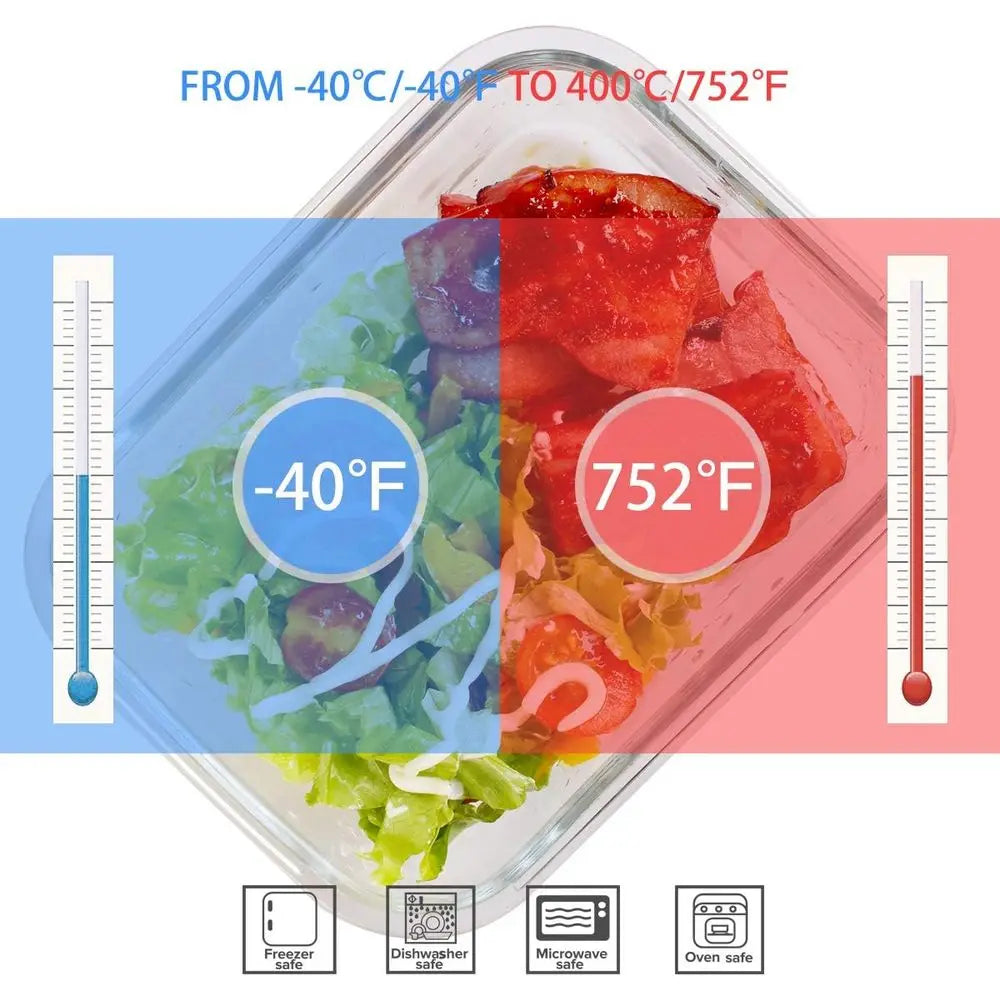 18-Piece Glass Meal Prep Containers with Leak-Proof Lids – BPA-Free Food Storage Set