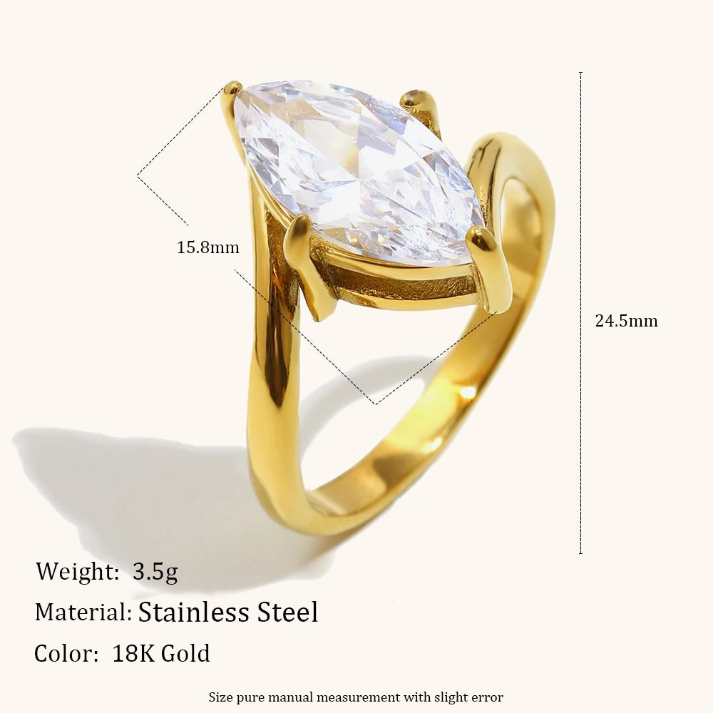 Shining Zircon Stainless Steel Women’s Ring – Fashion Jewelry