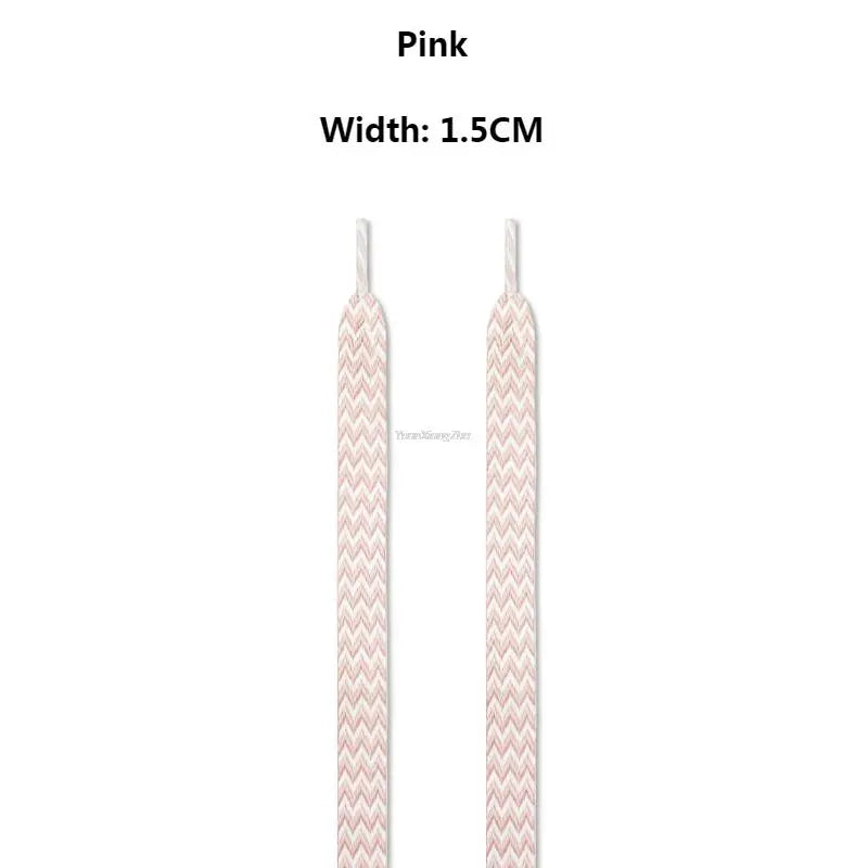 Flat Wavy Shoelaces for Sneakers – Trendy Wide Replacement Shoe Laces for Casual, Sport & Streetwear Shoes (1.5cm / 2cm / 3cm Widths)