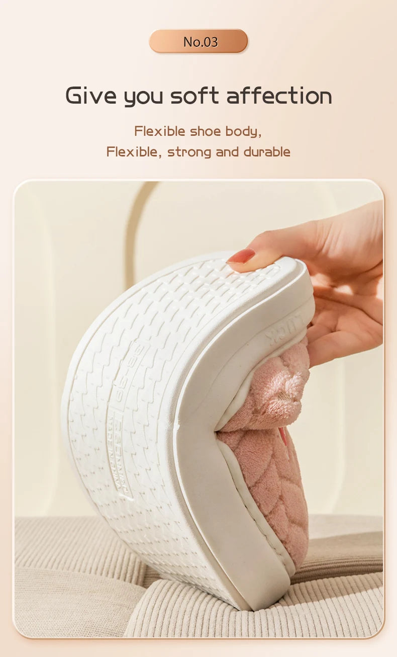 Women's Plush Cotton Slippers – Soft, Warm & Anti-Slip Indoor Footwear for Autumn & Winter