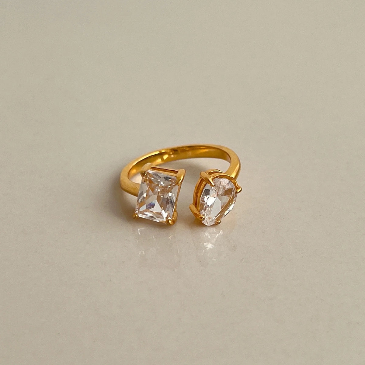 Adjustable Geometric Zircon Ring