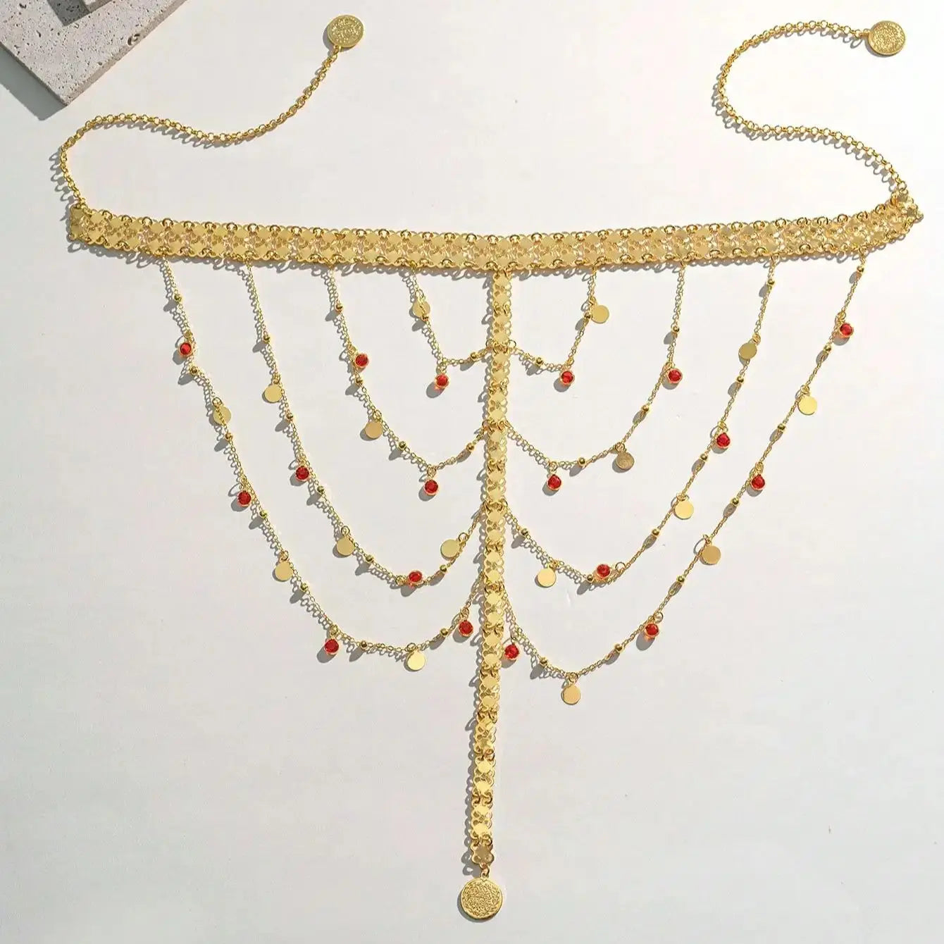 Kurdish-Ottoman-Arabic Bridal Headdress – 24K Gold-Plated Coin Veil Chain with Evil Eye Fringe for Henna Night & Wedding Ceremonies
