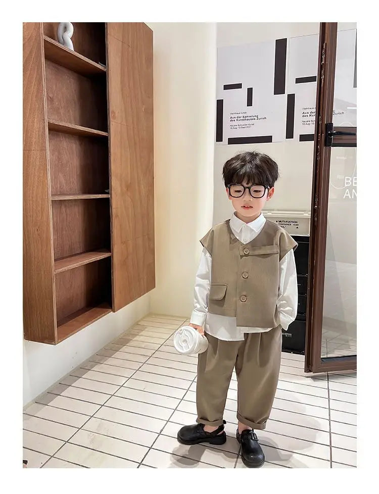 Boys 3-Piece Streetwear Clothing Set — Vest, Top & Pants