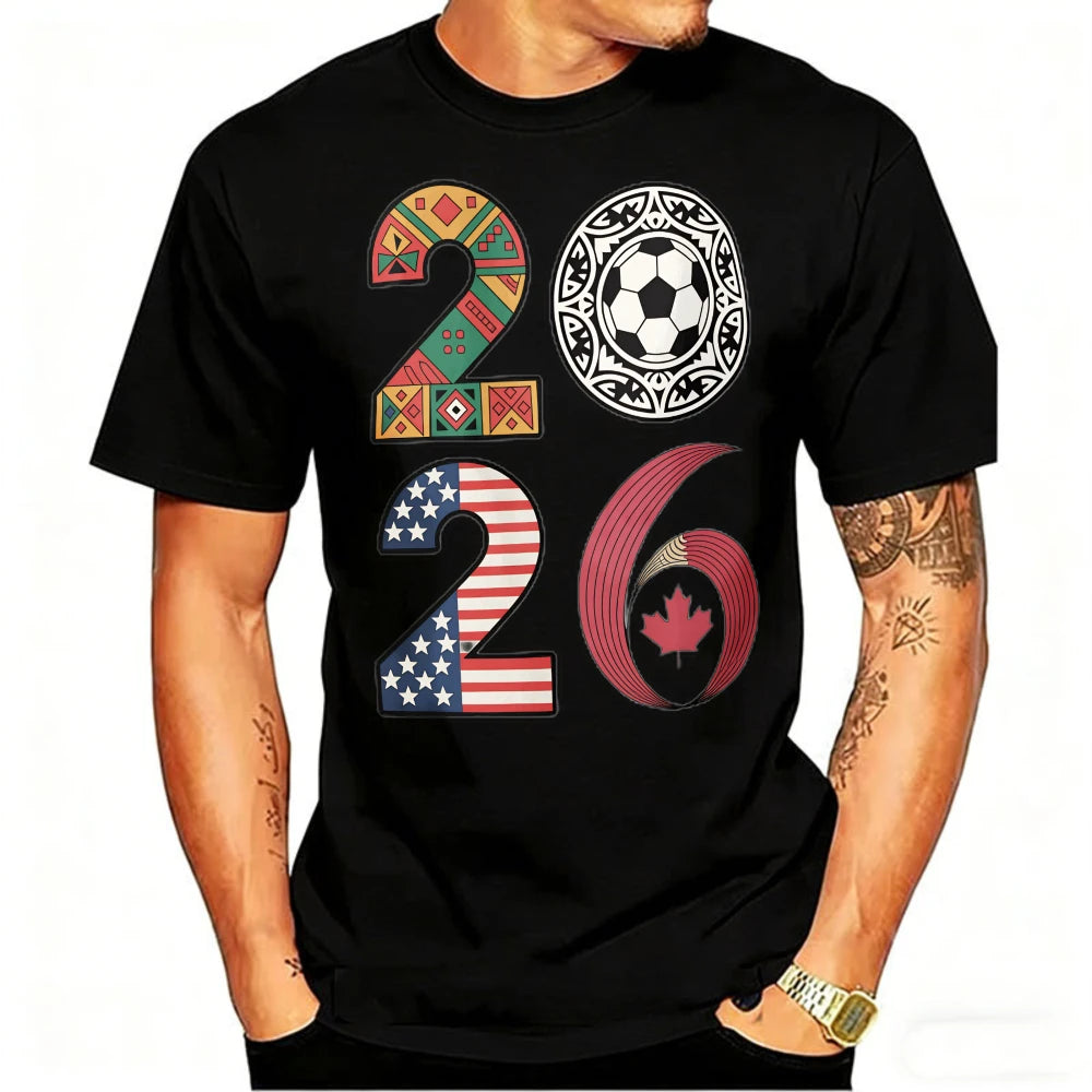 USA, Canada & Mexico Soccer Flag T-Shirt – Cotton Graphic Tee (2026 Edition)