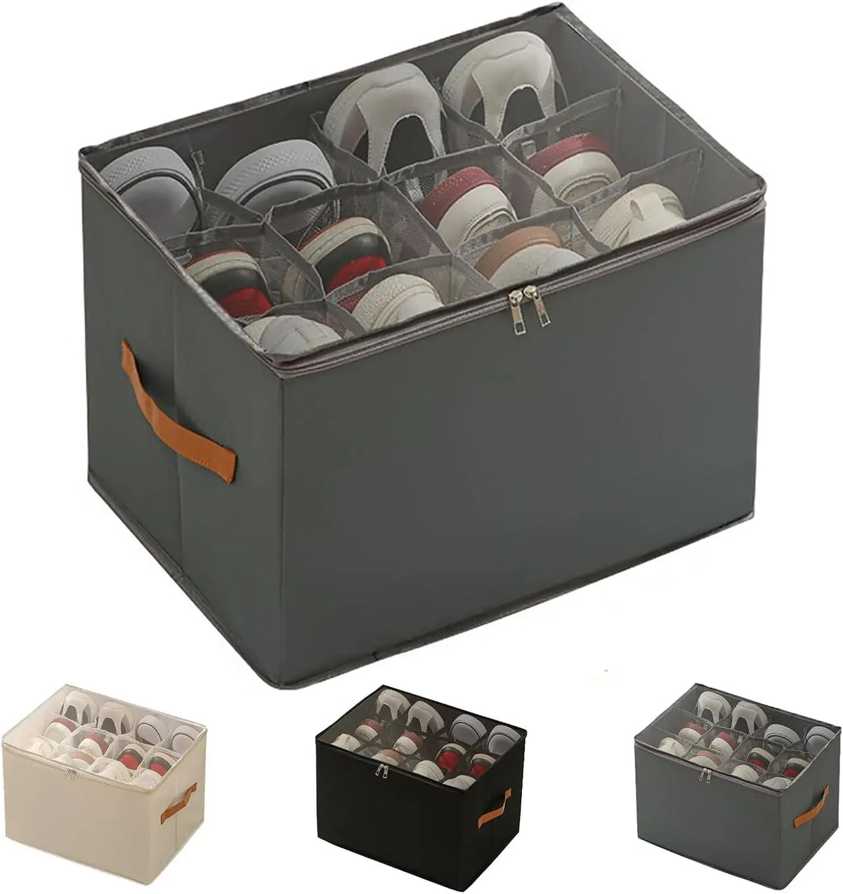 Foldable Shoe Storage Organizer with Clear Lid