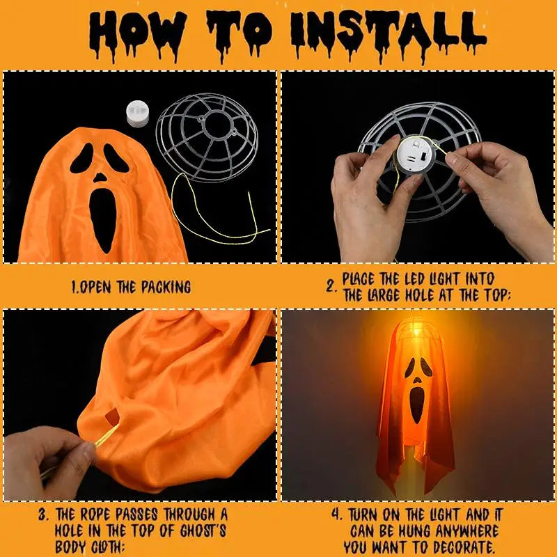 Halloween LED Light-Up Hanging Ghost Party Decoration
