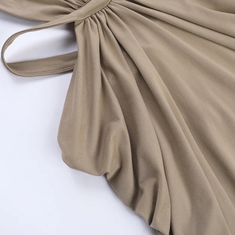 Women's Halter Cut-Out Backless Maxi Dress, Sleeveless Floor-Length