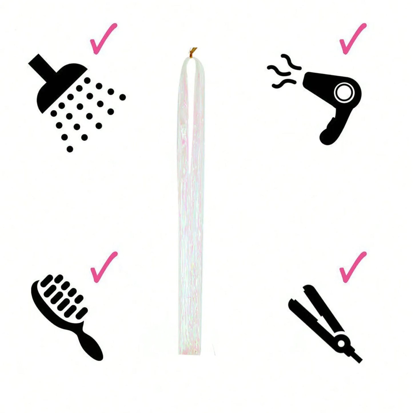 Glitter Hair Tinsel Extensions – 12-Piece Sparkling Fairy Hair Accessories for All Occasions