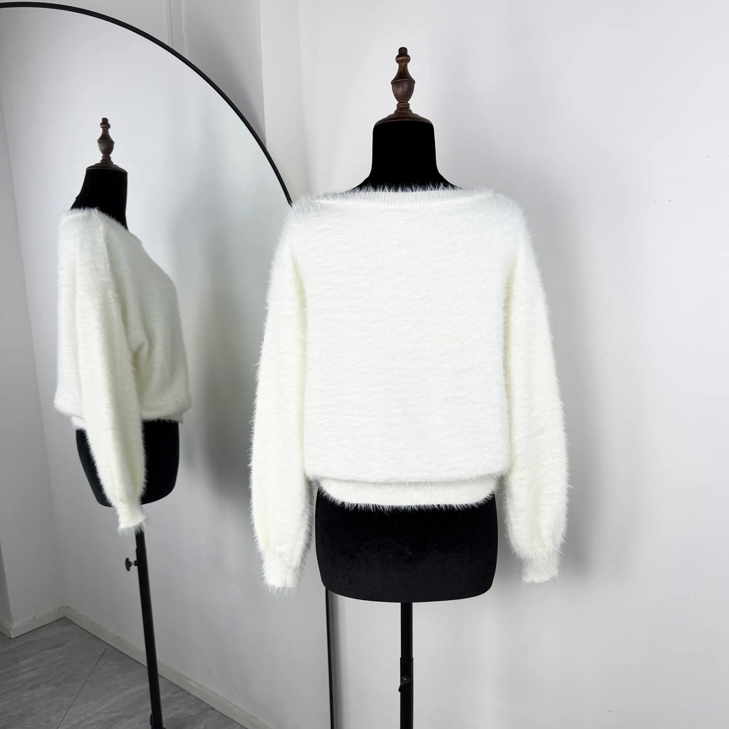 Talenza Women's Plush Pullover Sweater, Loose Fit O-Neck Long Sleeve