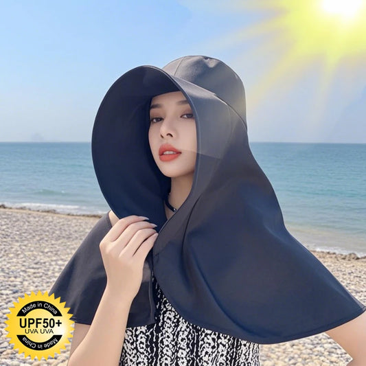 1/2/3PCS Women's UV Protection Sun Hat – Wide Brim Summer Hat with Face Cover, Neck Flap & Detachable Mask for Outdoor Sun Protection