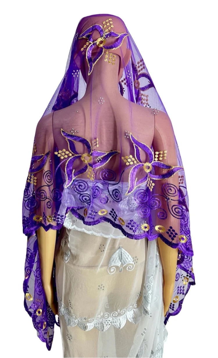 Women's Embroidered Voile Hijab Scarf