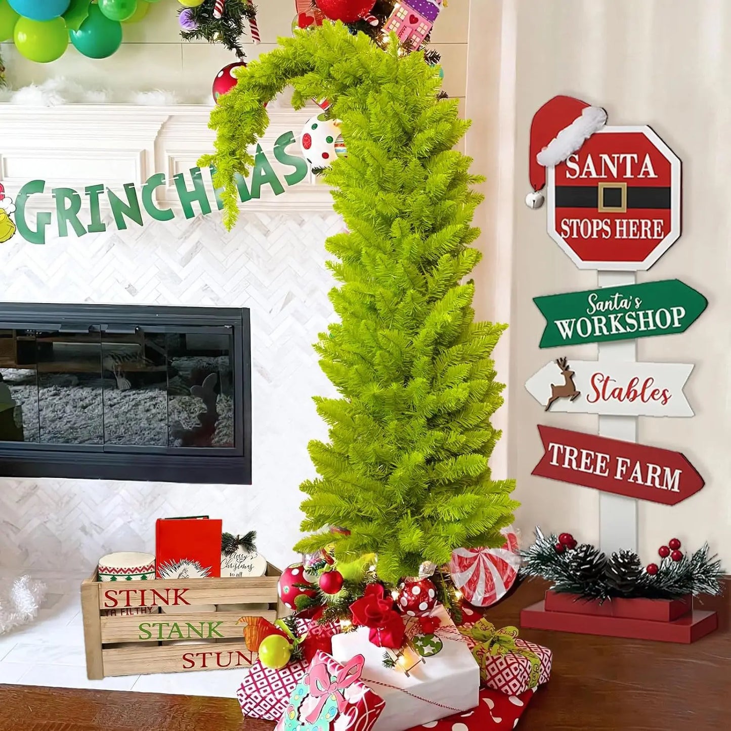 Artificial Christmas Tree with Santa Hat Design – PVC Holiday Decoration (90cm / 150cm)