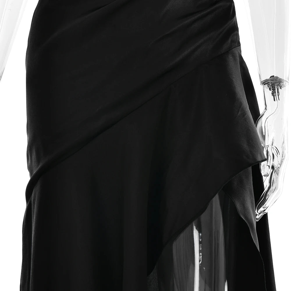 Elegant Spaghetti Strap Satin Split Maxi Dress for Women – Sexy Backless Bodycon Party & Evening Dress, Perfect for Summer Holidays & Beachwear