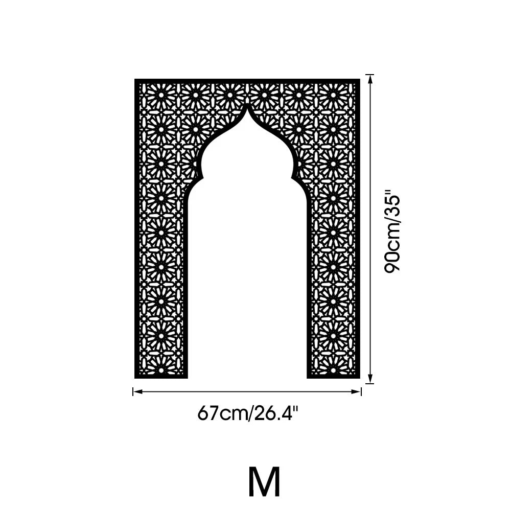 Islamic Arch Mirror Wall Sticker – Gold Acrylic 3D Mosque Frame Decal with Geometric Pattern for Ramadan & Eid Decor