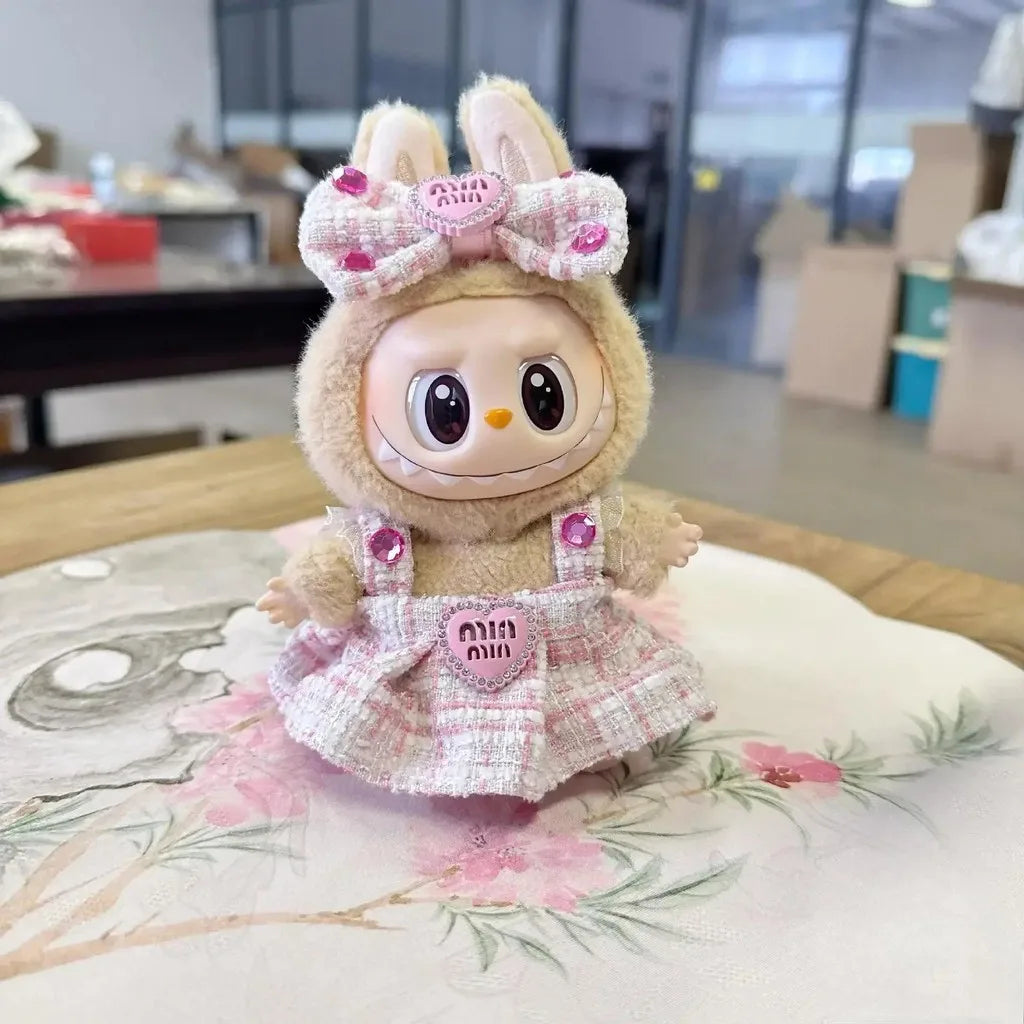 17cm Labubu Doll Clothes Outfit – Accessories for Kpop EXO Labubu Idol V1/V2, Skirt & Sweater Clothing Gift"