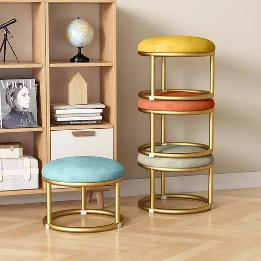 Small, Stackable, Round Household, Light Luxury and Modern, Simple, Living Room, Sofa Low Stool, Shoe  Door,  Changing