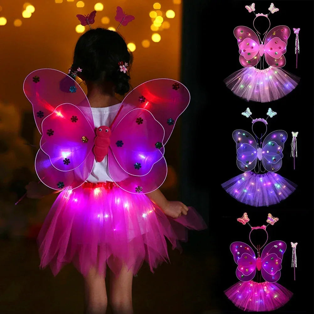 LED Glowing Butterfly Wings Costume Set for Girls