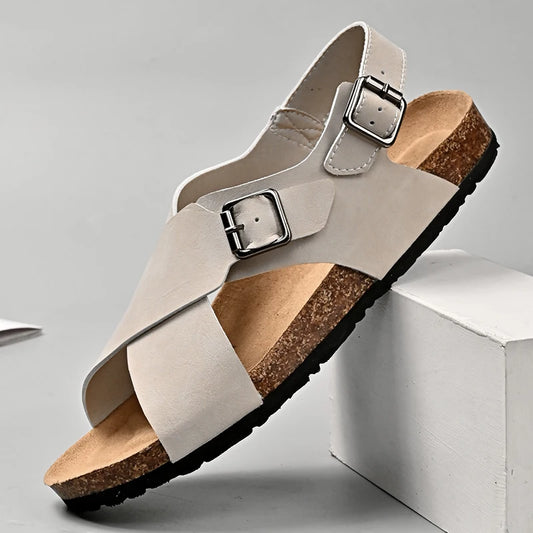 Men’s Summer Tide Sandals – New Style Leather Toe Cap Outdoor Leisure Sports Hollow Mesh Handmade Beach Shoes