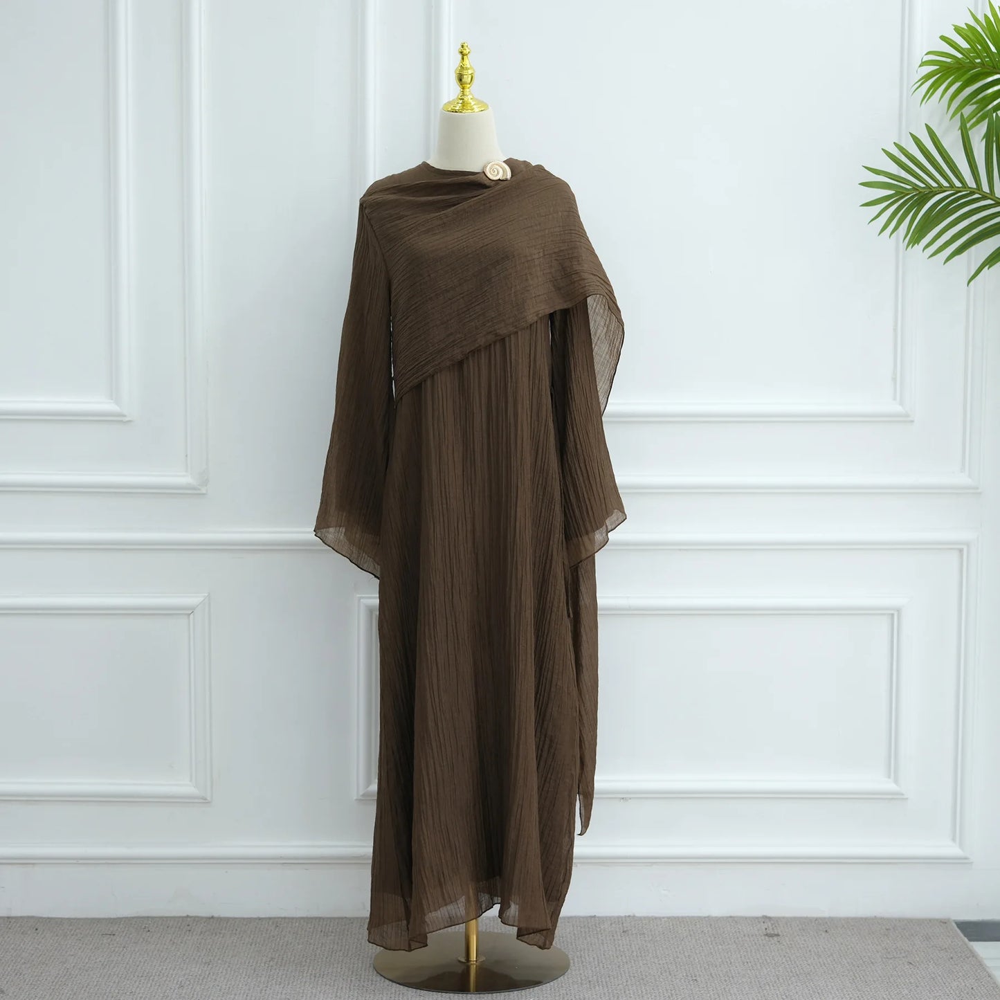 Women’s Two-Piece Modest Cardigan Set – Elegant Middle East Islamic Abaya Dress for Ramadan & Eid