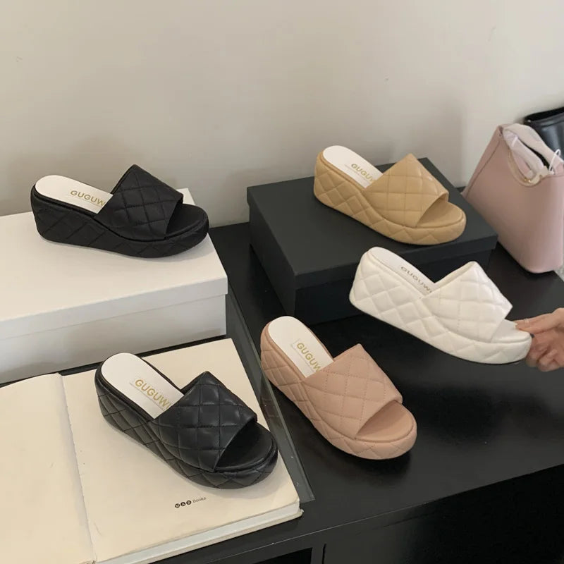 Women's Wedge Heel Slippers – Casual Summer Platform Sandals