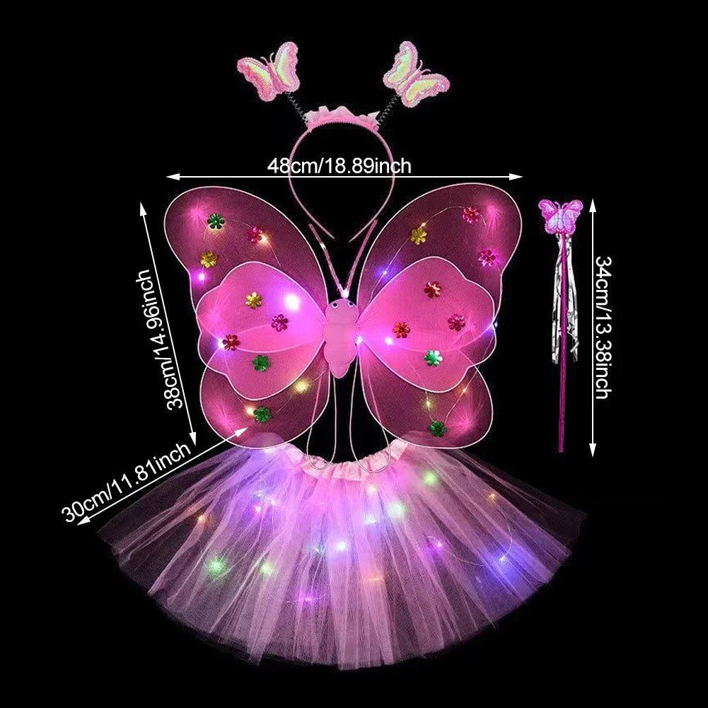 LED Glowing Butterfly Wings Costume Set for Girls