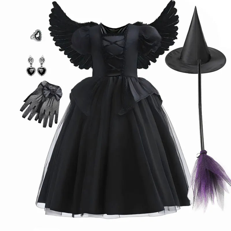 Girls' Witch Costume Dress with Hat