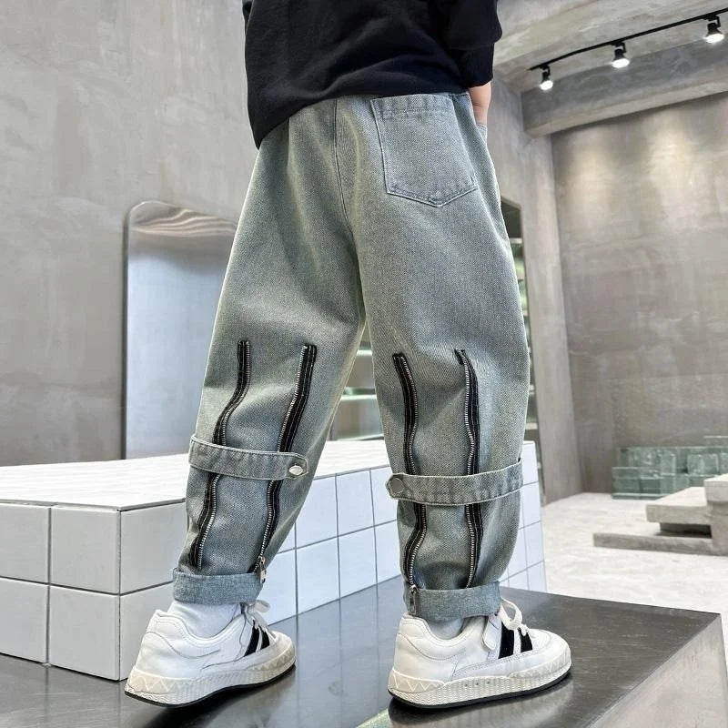 Children's Retro Loose Straight Jeans – Wide Leg Denim Pants for Boys & Girls | Spring/Autumn