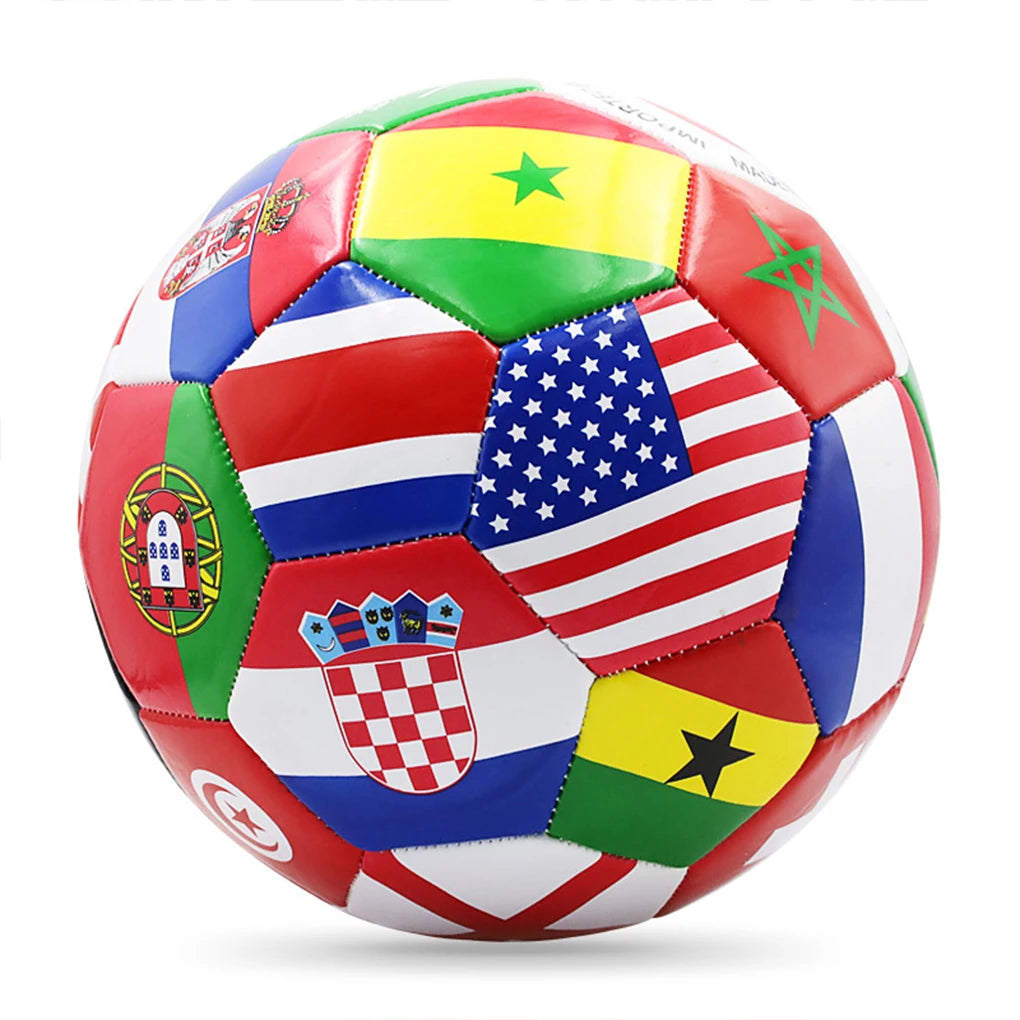 Official Size 5 Flag Print Soccer Ball – Durable PVC Football for Training, Match Play & Outdoor Games