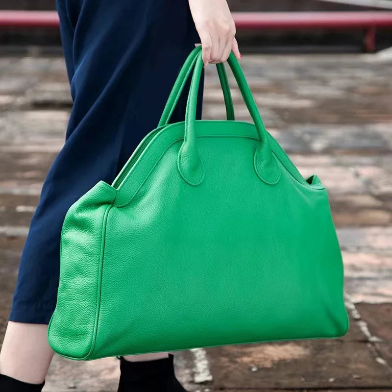Women’s Casual Leather Tote Bag – Large Soft Cowhide Shoulder Purse for Shopping & Travel