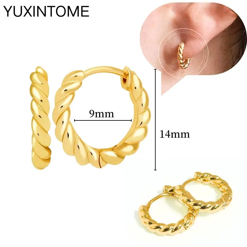 925 Sterling Silver Multi-Turn Hoop Earrings with White Zircon, Fashion Punk Jewelry for Women