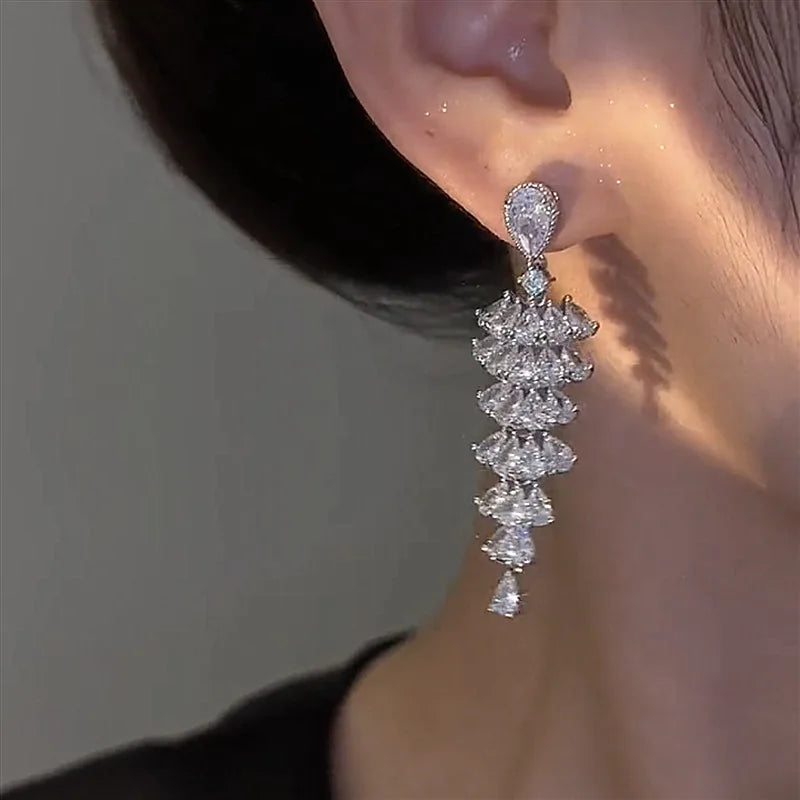 Gorgeous Geometric Drop Earrings for Women with Cubic Zirconia – Luxury Wedding & Party Jewelry