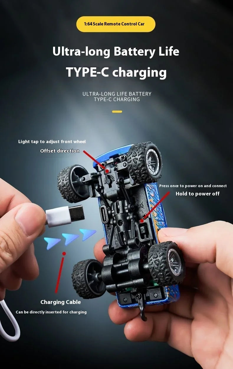 1/64 Scale Mini Alloy Remote Control Car – Portable RC Toy with Up to 60 Minutes Runtime – Fun Electronic Gift for Children