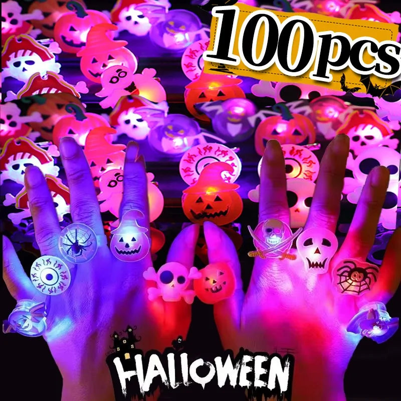 Halloween LED Flashing Rings Party Pack