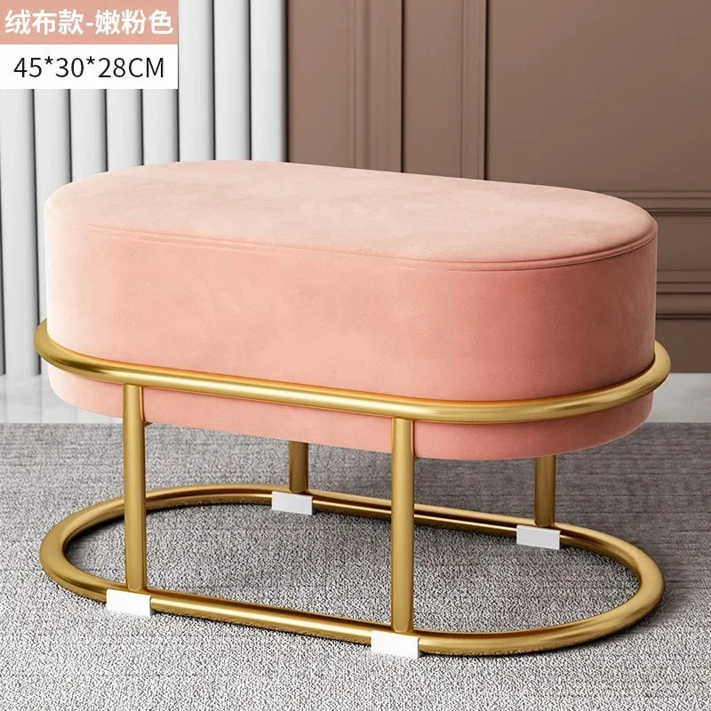 Seating Living Room Fabric Craft Shoe Changing Stool Home Doorway Sofa Stool Oval Rest Stool