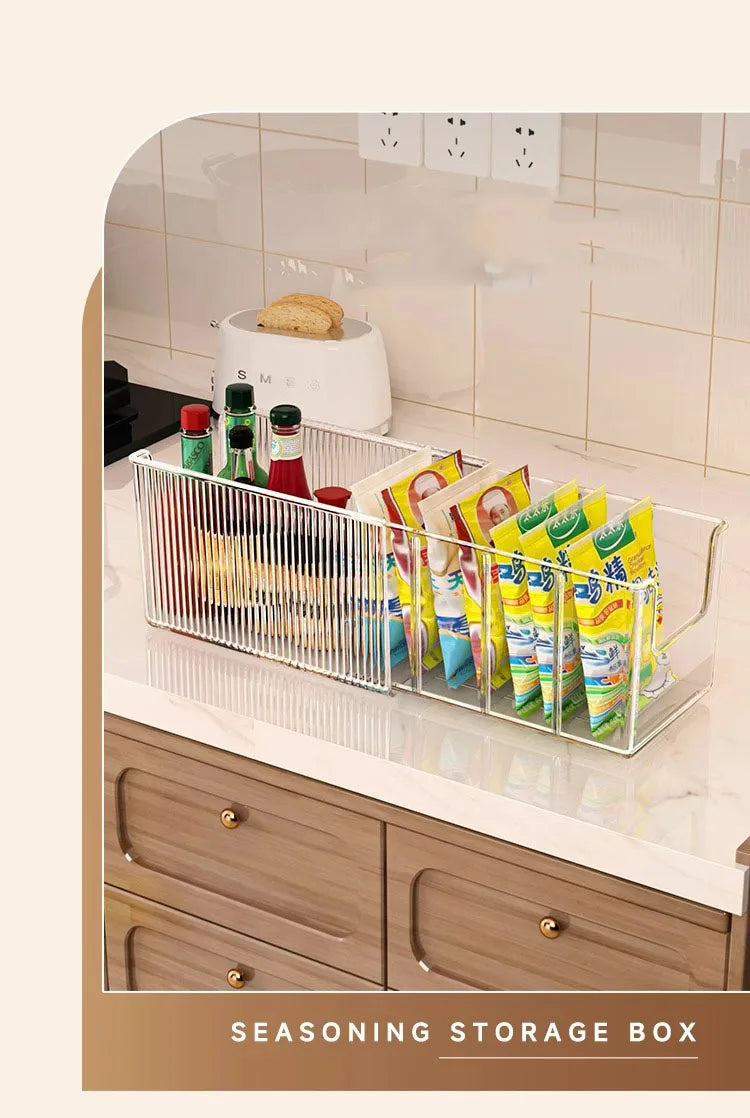 Clear Plastic Expandable Spice Organizer with Dividers – Snack, Tea Packet & Pantry Storage Containers