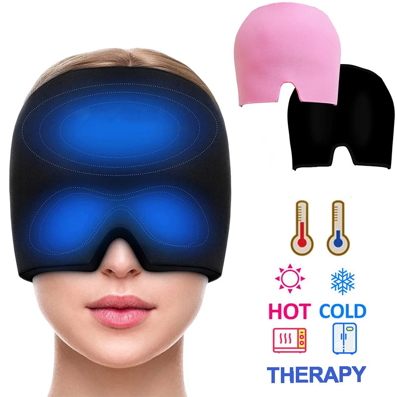 Reusable Gel Ice Therapy Cap, Cooling Head Wrap and Eye Mask for Headaches & Migraines