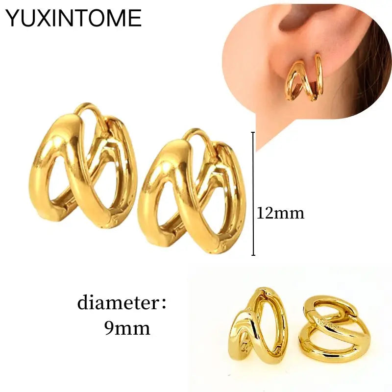 925 Sterling Silver Multi-Turn Hoop Earrings with White Zircon, Fashion Punk Jewelry for Women