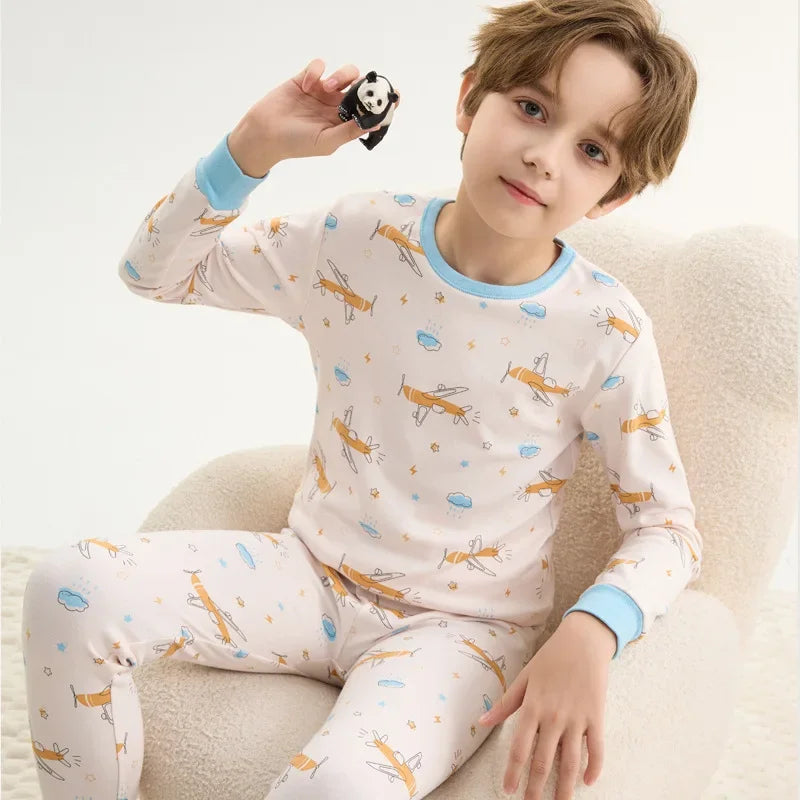 Kids Pajamas Set, 100% Cotton Soft Long Sleeve Sleepwear for Toddlers & Children Ages 2–13, Astronaut Print