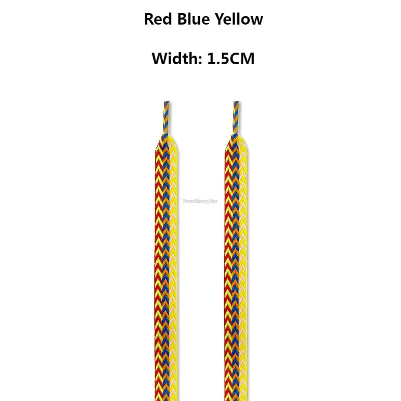 Flat Wavy Shoelaces for Sneakers – Trendy Wide Replacement Shoe Laces for Casual, Sport & Streetwear Shoes (1.5cm / 2cm / 3cm Widths)