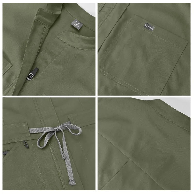 Women's Short Sleeve Medical Scrub Jumpsuit – Hospital Uniform with Pockets