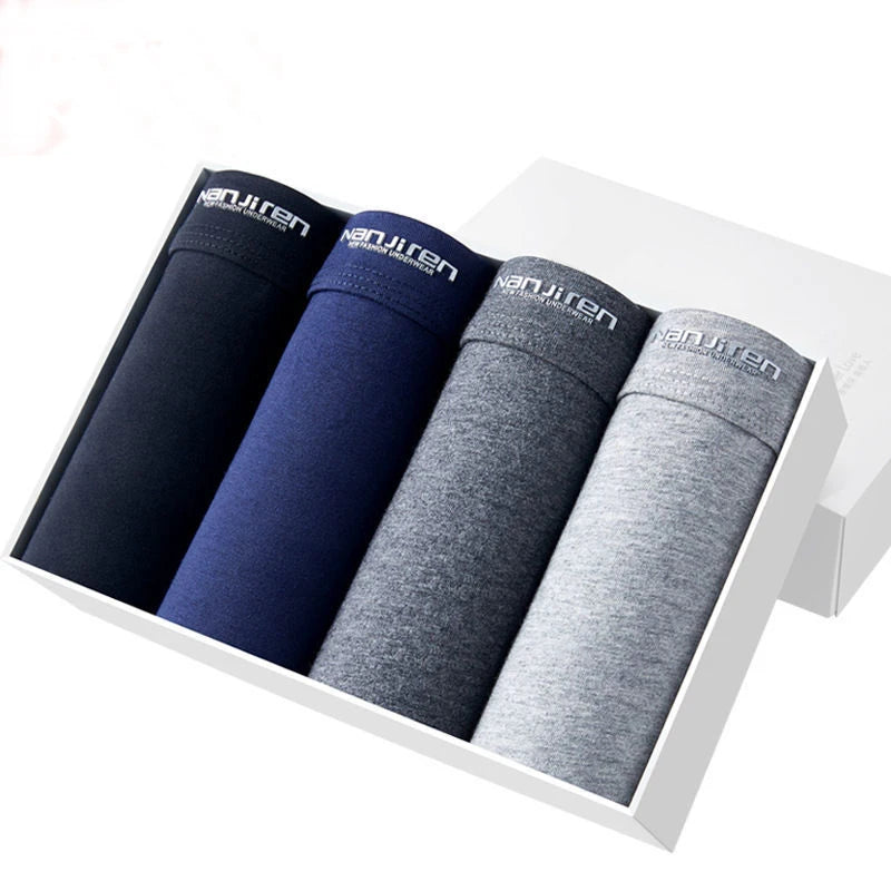 4-Pack Men's Cotton Boxer Shorts with Print Design