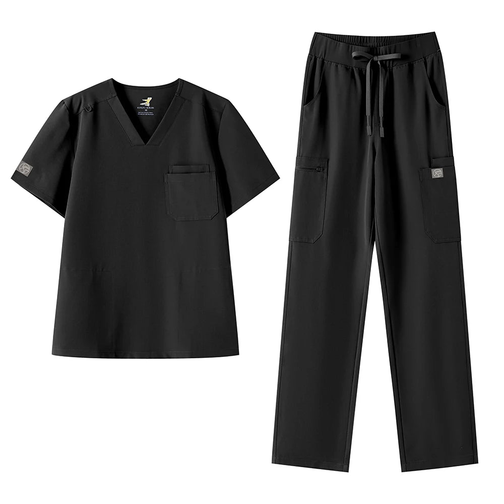 Men's Medical Scrubs Set – Short Sleeve V-Neck Top & Pants