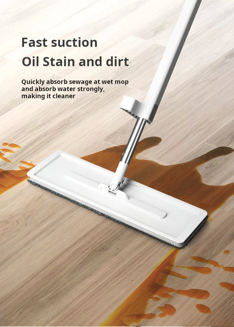 38 cm Microfibre Flat Mop and Folding Bucket Set with 360° Rotating Head
