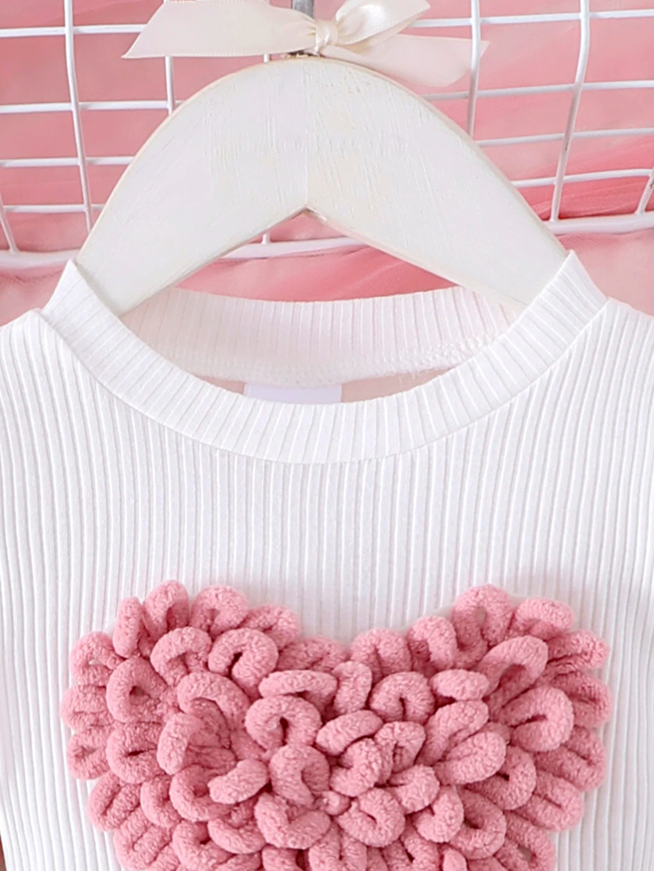 New Style 2PCS Girls Winter Clothes 0-3 Year Old  Comfortable Sweet And Cute Bubble Sleeves, Love Chapter Top + Pink Short Skirt Set