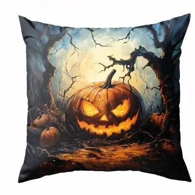 Spooky Halloween Pillowcases – Pumpkin & Enchanted Night Scene Cushion Covers for Holiday Decor and Gifting